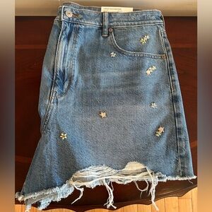 New American Eagle Blue Jean Shorts with Embroidered Daisy